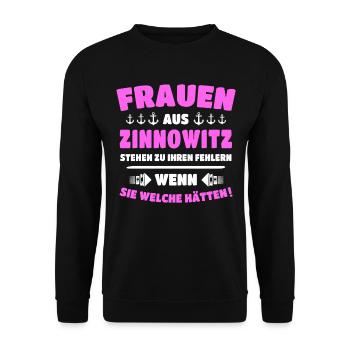 Zinnowitz Frau Zinnowitzer Frauen - Unisex Pullover - Schwarz - Vorne - Alina (178cm) & Michal (187cm)