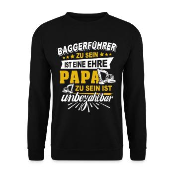 Baggerfahrer Papa - Unisex Pullover - Schwarz - Vorne - Alina (178cm) & Michal (187cm)