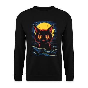 Un chat la nuit - Sweat-shirt Unisexe - noir - Devant - Alina (178cm) & Michal (187cm)