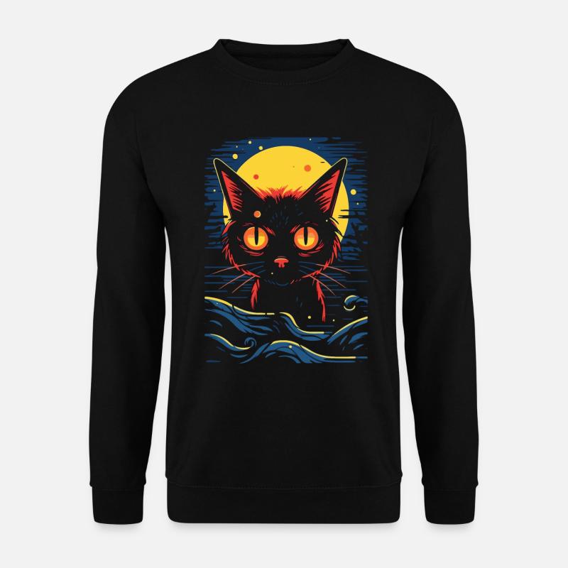 Eine Katze in der Nacht - Unisex Pullover - Schwarz