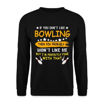 Bowling Bowler - Unisex Pullover - Schwarz - Vorne - Alina (178cm) & Michal (187cm)
