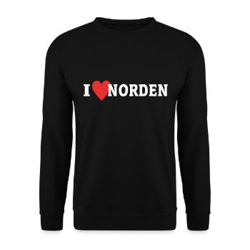 I Love Norden Liebe - Unisex Pullover - Schwarz - Vorne - Alina (178cm) & Michal (187cm)
