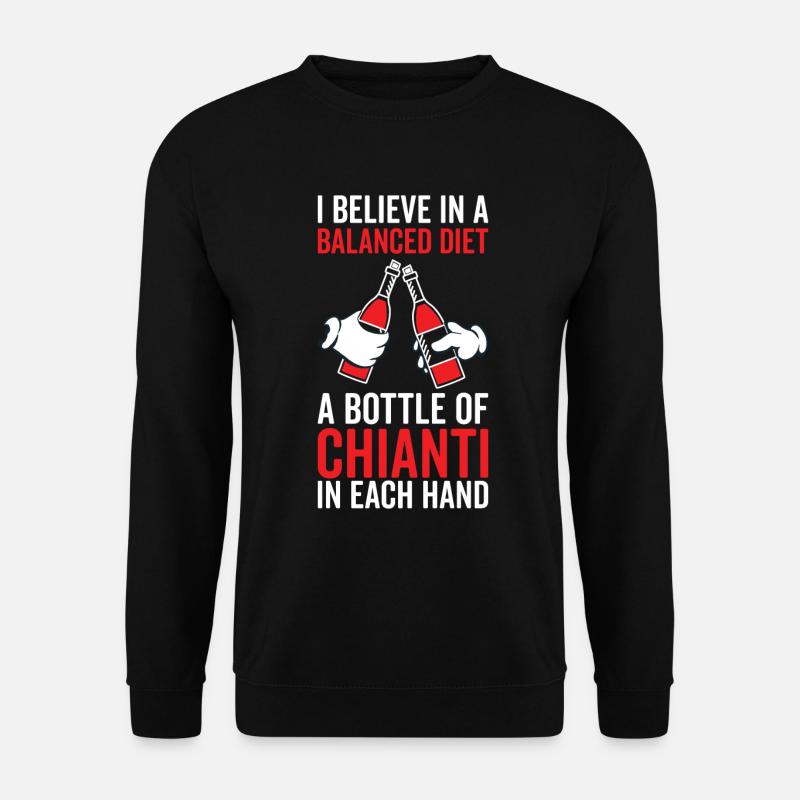 Ausgewogene Diätflasche Chianti Liebhaber - Unisex Pullover - Schwarz