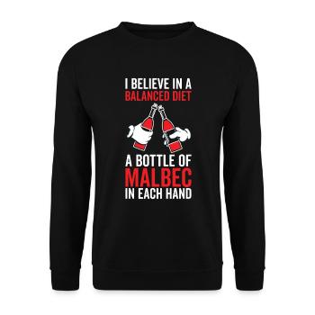 Balanced Diet Bottle Malbec Lover - Unisex Sweatshirt - black - Front - Alina (178cm) & Michal (187cm)