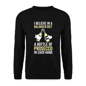 Balanced Diet Bottle Prosecco Lover - Unisex Sweatshirt - black - Front - Alina (178cm) & Michal (187cm)