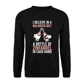Balanced Diet Bottle Zinfandel Lover - Unisex Sweatshirt - black - Front - Alina (178cm) & Michal (187cm)