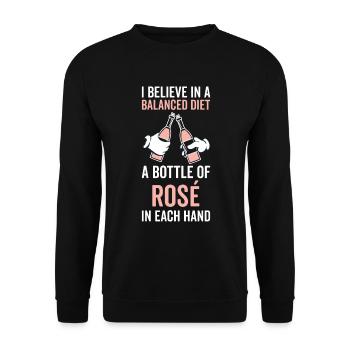 Balanced Diet Bottle Rosé Lover - Unisex Sweatshirt - black - Front - Alina (178cm) & Michal (187cm)