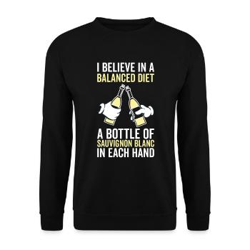 Balanced Diet Sauvignon Blanc Lovers - Unisex Sweatshirt - black - Front - Alina (178cm) & Michal (187cm)