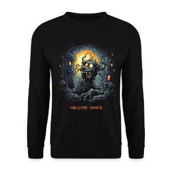 Welcome, Buddies, Dungeon Dog - Unisex Sweatshirt - black - Front - Alina (178cm) & Michal (187cm)