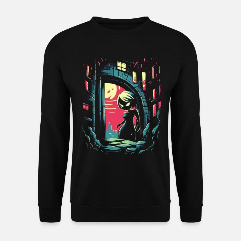 Anime Mädchen Nacht - Unisex Pullover - Schwarz