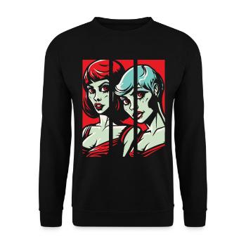 Portrait de bande dessinée de belles copines - Sweat-shirt Unisexe - noir - Devant - Alina (178cm) & Michal (187cm)