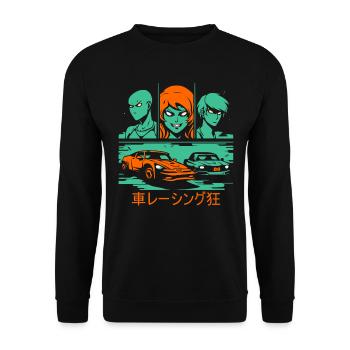 Manga Anime Cartoon Monstres de course automobile - Sweat-shirt Unisexe - noir - Devant - Alina (178cm) & Michal (187cm)