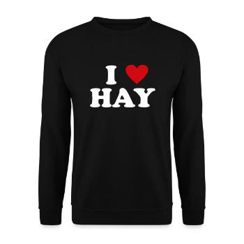 Herz Farmer - Ich Liebe Hay - Unisex Pullover - Schwarz - Vorne - Alina (178cm) & Michal (187cm)