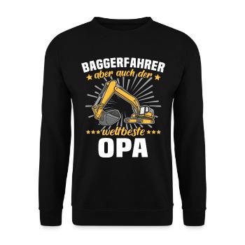 Opa Baggerfahrer - Unisex Pullover - Schwarz - Vorne - Alina (178cm) & Michal (187cm)