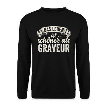 Graveur Schmuck Kunsthandwerk Individualität - Unisex Pullover - Schwarz - Vorne - Alina (178cm) & Michal (187cm)