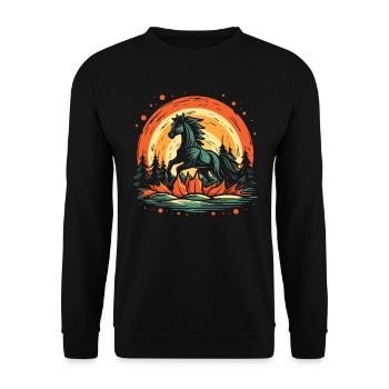 In the middle of nature there is a wild horse - Unisex Sweatshirt - black - Front - Alina (178cm) & Michal (187cm)