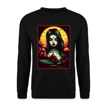 Cartoon Manga Anime Mutter Natur - Unisex Pullover - Schwarz - Vorne - Alina (178cm) & Michal (187cm)