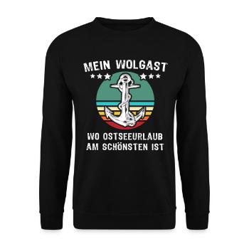 Wolgast Urlaub - Unisex Pullover - Schwarz - Vorne - Alina (178cm) & Michal (187cm)
