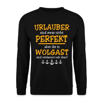 Wolgast Urlaub Sprüche - Unisex Pullover - Schwarz - Vorne - Alina (178cm) & Michal (187cm)
