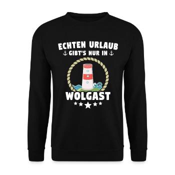 Wolgast Urlaub Souvenir - Unisex Pullover - Schwarz - Vorne - Alina (178cm) & Michal (187cm)