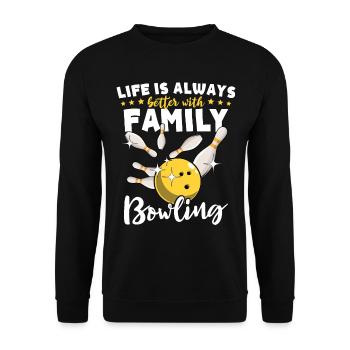 Bowlingspieler Familie Familienbowling - Unisex Pullover - Schwarz - Vorne - Alina (178cm) & Michal (187cm)