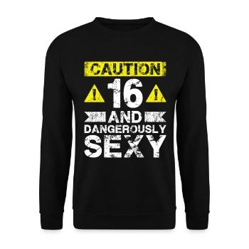 16 Dangereusement Sexy - 16e anniversaire - Sweat-shirt Unisexe - noir - Devant - Alina (178cm) & Michal (187cm)