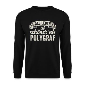 Lustige Polygraf Druck Grafik Design Kreativität - Unisex Pullover - Schwarz - Vorne - Alina (178cm) & Michal (187cm)