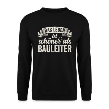 Lustige Bauleiter Baustelle Planung Organisation - Unisex Pullover - Schwarz - Vorne - Alina (178cm) & Michal (187cm)