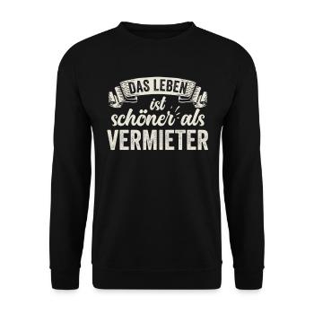 Lustige Vermieter Miete Wohnung Mieter Vermietung - Unisex Pullover - Schwarz - Vorne - Alina (178cm) & Michal (187cm)