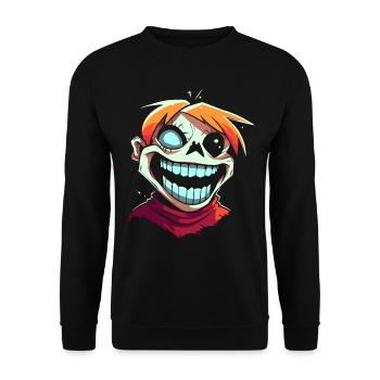 Dessin animé Style Drôle Crazy Zombie Ghoul - Sweat-shirt Unisexe - noir - Devant - Alina (178cm) & Michal (187cm)