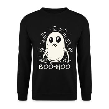 The Disappointed, Sad-Funny Little Ghost - Unisex Sweatshirt - black - Front - Alina (178cm) & Michal (187cm)