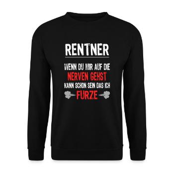 Lustiger Rentner Ruhestand Spruch - Unisex Pullover - Schwarz - Vorne - Alina (178cm) & Michal (187cm)