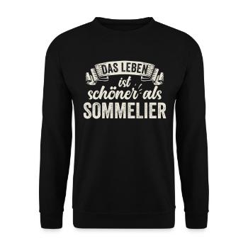 Lustige Sommelier Verkostung Weinkeller Weinprobe - Unisex Pullover - Schwarz - Vorne - Alina (178cm) & Michal (187cm)