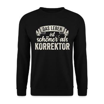 Lustige Korrektor Lektor Text Fehler Sprache - Unisex Pullover - Schwarz - Vorne - Alina (178cm) & Michal (187cm)
