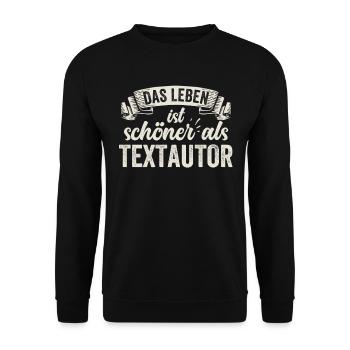 Lustige Textautor Schriftsteller Buch Geschichte - Unisex Pullover - Schwarz - Vorne - Alina (178cm) & Michal (187cm)