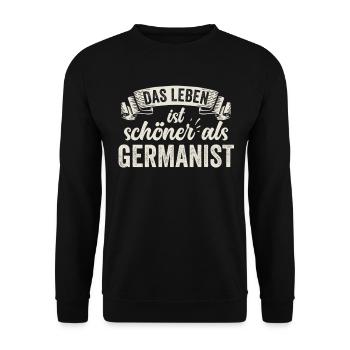 Lustige Germanist Sprache Literatur Grammatik - Unisex Pullover - Schwarz - Vorne - Alina (178cm) & Michal (187cm)
