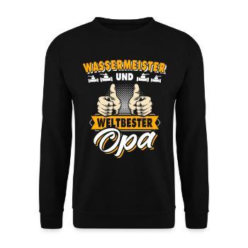 Wassermeister Opa - Unisex Pullover - Schwarz - Vorne - Alina (178cm) & Michal (187cm)