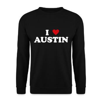 Herz USA Stadt - Ich Liebe Austin - Unisex Pullover - Schwarz - Vorne - Alina (178cm) & Michal (187cm)