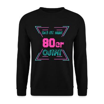 80er Outfit Musik - Unisex Pullover - Schwarz - Vorne - Alina (178cm) & Michal (187cm)