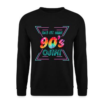90er Outfit Musik Geschenk - Unisex Pullover - Schwarz - Vorne - Alina (178cm) & Michal (187cm)