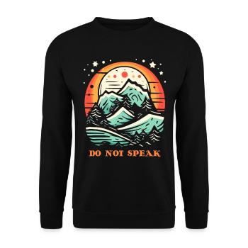 Sprich nicht, Mond Sterne Berg Natur - Unisex Pullover - Schwarz - Vorne - Alina (178cm) & Michal (187cm)
