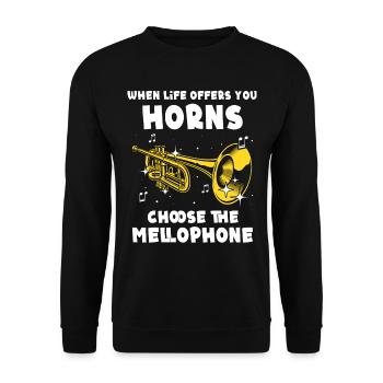 Mellophone Musician - Unisex Sweatshirt - black - Front - Alina (178cm) & Michal (187cm)