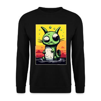Dizzy and confused pet cat - Unisex Sweatshirt - black - Front - Alina (178cm) & Michal (187cm)
