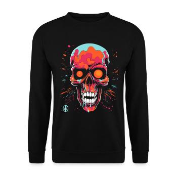 Des éclaboussures de peinture dégoulinantes et un crâne - Sweat-shirt Unisexe - noir - Devant - Alina (178cm) & Michal (187cm)