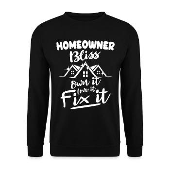Homeowner New Home - Unisex Pullover - Schwarz - Vorne - Alina (178cm) & Michal (187cm)