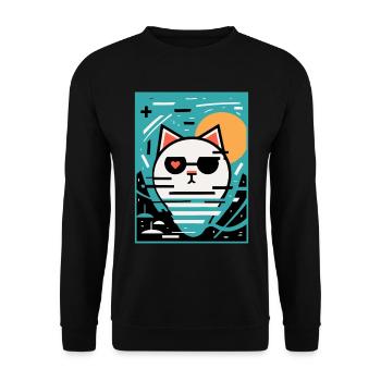 Art Artist Cat with Heart - Unisex Sweatshirt - black - Front - Alina (178cm) & Michal (187cm)