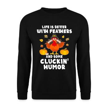 Truthahn Erntedankfest - Unisex Pullover - Schwarz - Vorne - Alina (178cm) & Michal (187cm)