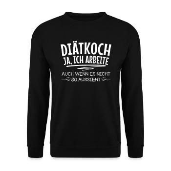 Lustige Diät Essen Sprüche Kochen Ernährung - Unisex Pullover - Schwarz - Vorne - Alina (178cm) & Michal (187cm)