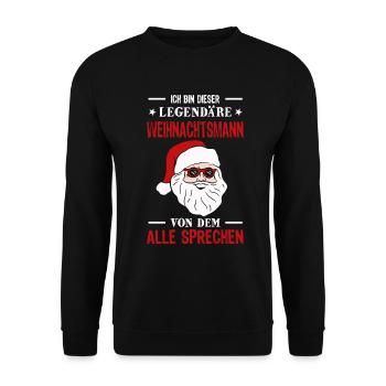 Weihnachtsmann Weihnachten Geschenk - Unisex Pullover - Schwarz - Vorne - Alina (178cm) & Michal (187cm)