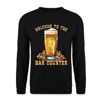 Willkommen an der Theke: Erdnüsse und Bier - Unisex Pullover - Schwarz - Vorne - Alina (178cm) & Michal (187cm)